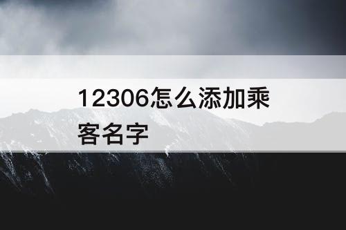 12306怎么添加乘客名字