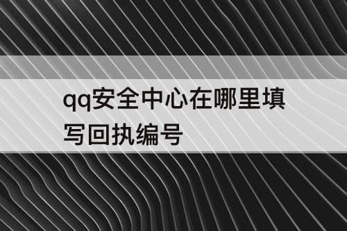 qq安全中心在哪里填写回执编号