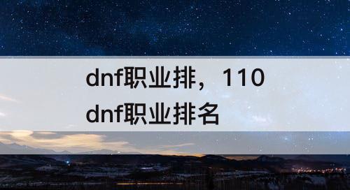 dnf职业排，110dnf职业排名
