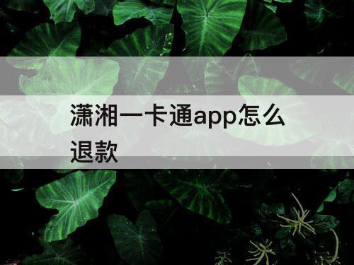 潇湘一卡通app怎么退款