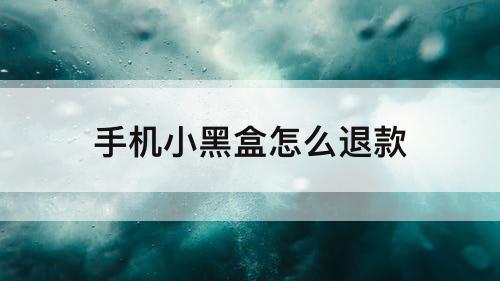 手机小黑盒怎么退款