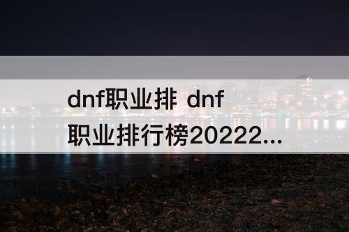dnf职业排 dnf职业排行榜20222月