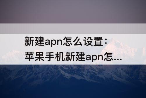 新建apn怎么设置：苹果手机新建apn怎么设置