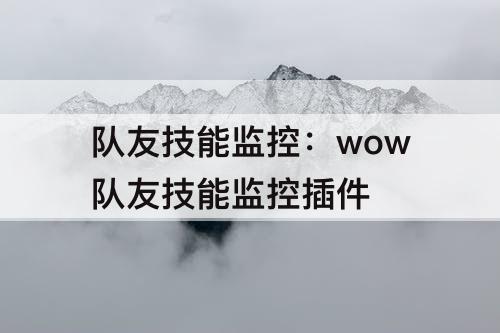 队友技能监控：wow队友技能监控插件