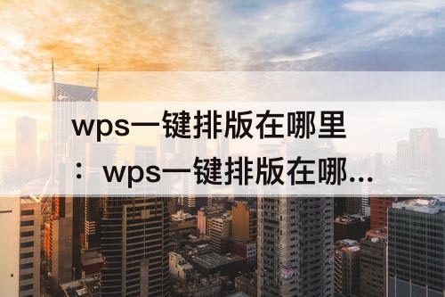 wps一键排版在哪里：wps一键排版在哪里点
