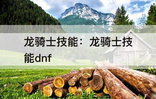龙骑士技能：龙骑士技能dnf