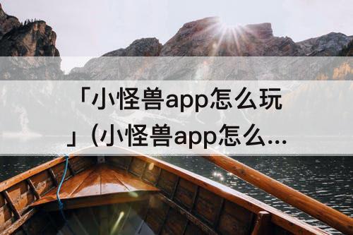 「小怪兽app怎么玩」(小怪兽app怎么玩最舒服)