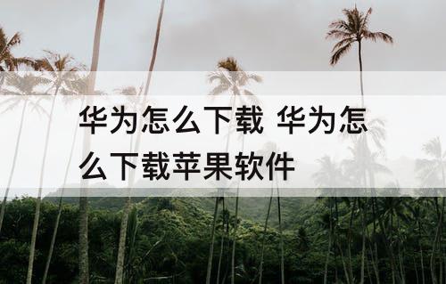 华为怎么下载 华为怎么下载苹果软件