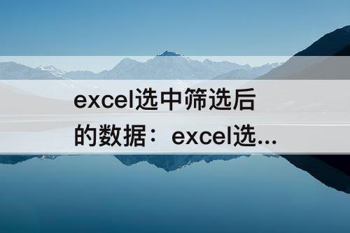 excel选中筛选后的数据：excel选中筛选后的数据复制粘贴