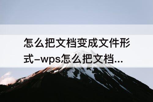 怎么把文档变成文件形式-wps怎么把文档变成文件形式