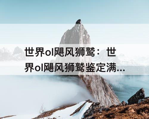 世界ol飓风狮鹫：世界ol飓风狮鹫鉴定满属性